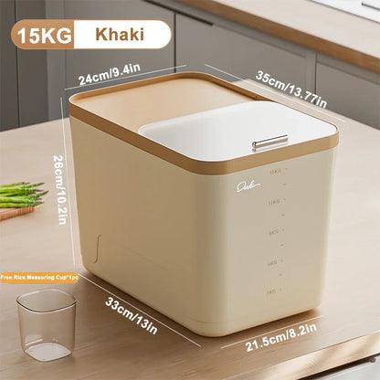10KG Storage Container – Sealed Cereal, Pet Food, Rice, or Flour  Dispenser with Buckle